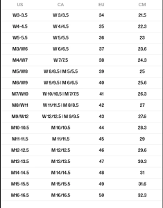 ECCO UNISEX Size Chart